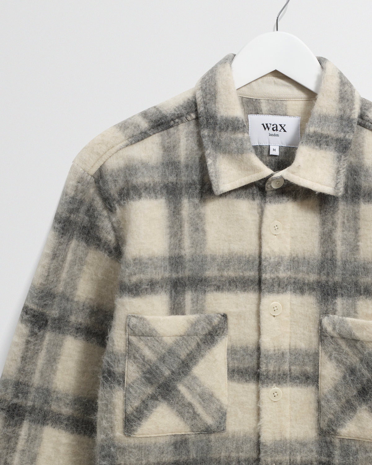 Whiting - Ecru And Grey Check Wool Blend Overshirt
