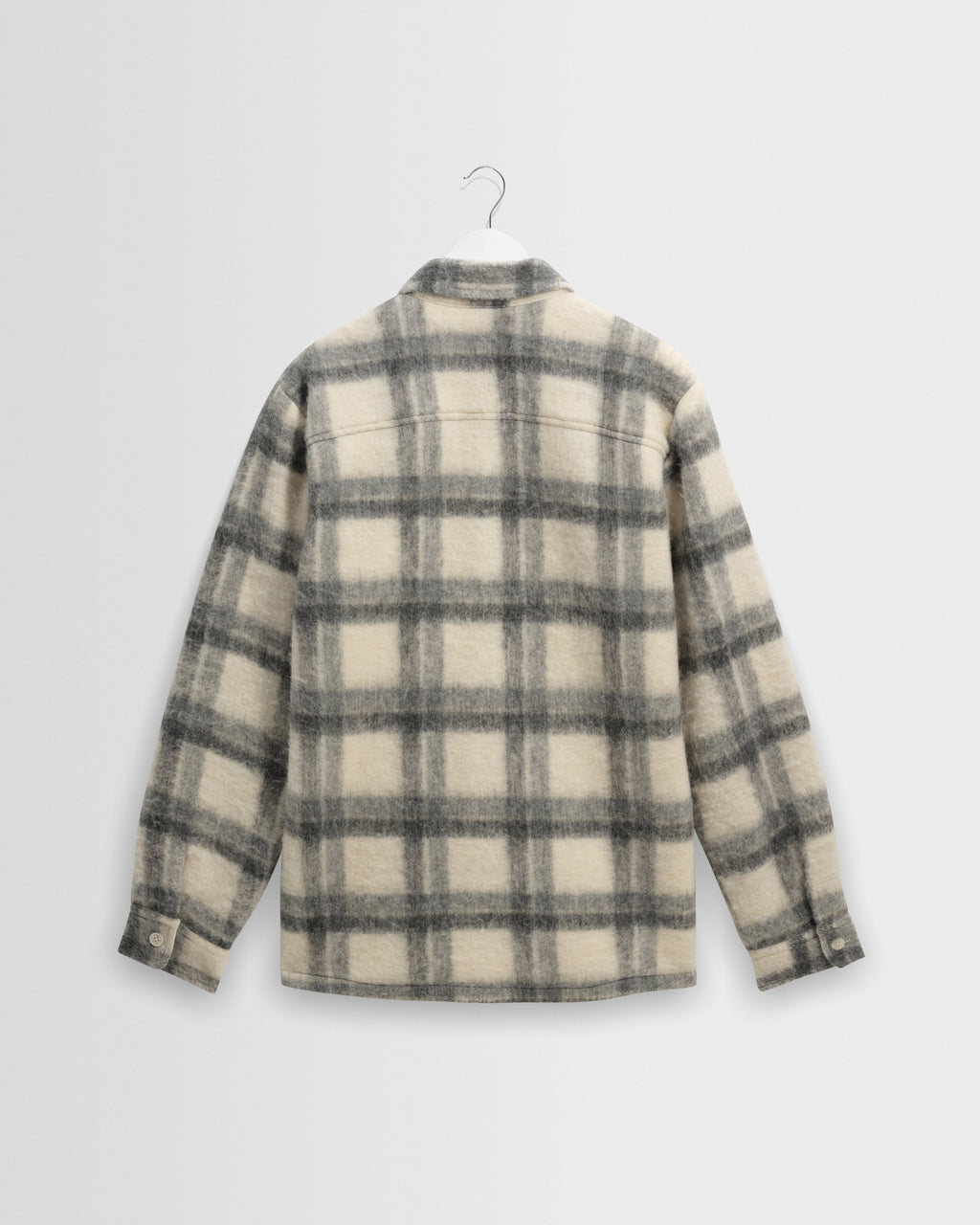 Whiting - Ecru And Grey Check Wool Blend Overshirt