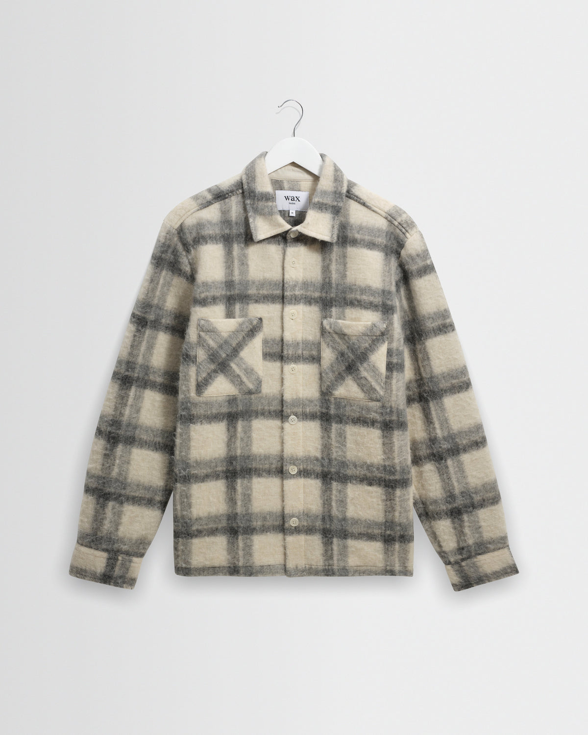 Whiting - Ecru And Grey Check Wool Blend Overshirt