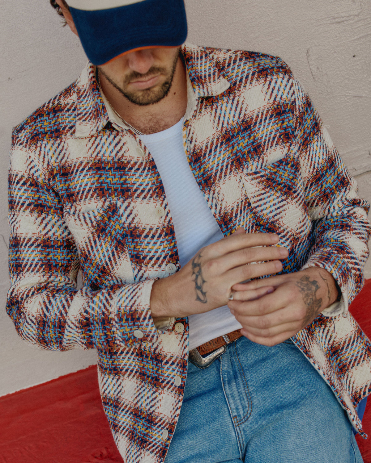 Whiting - Ecru And Multicolour Hutton Check Overshirt