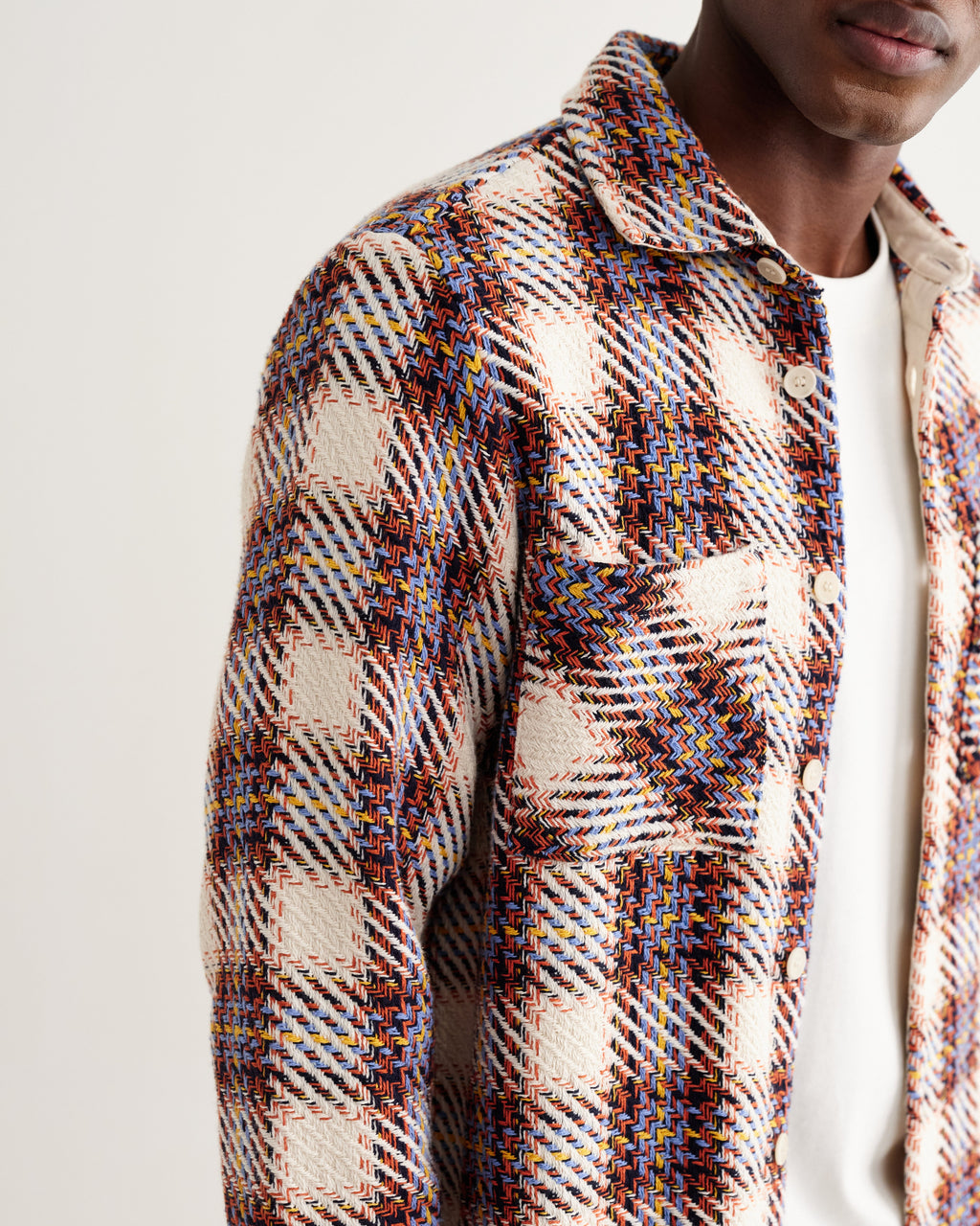 Whiting - Ecru And Multicolour Hutton Check Overshirt