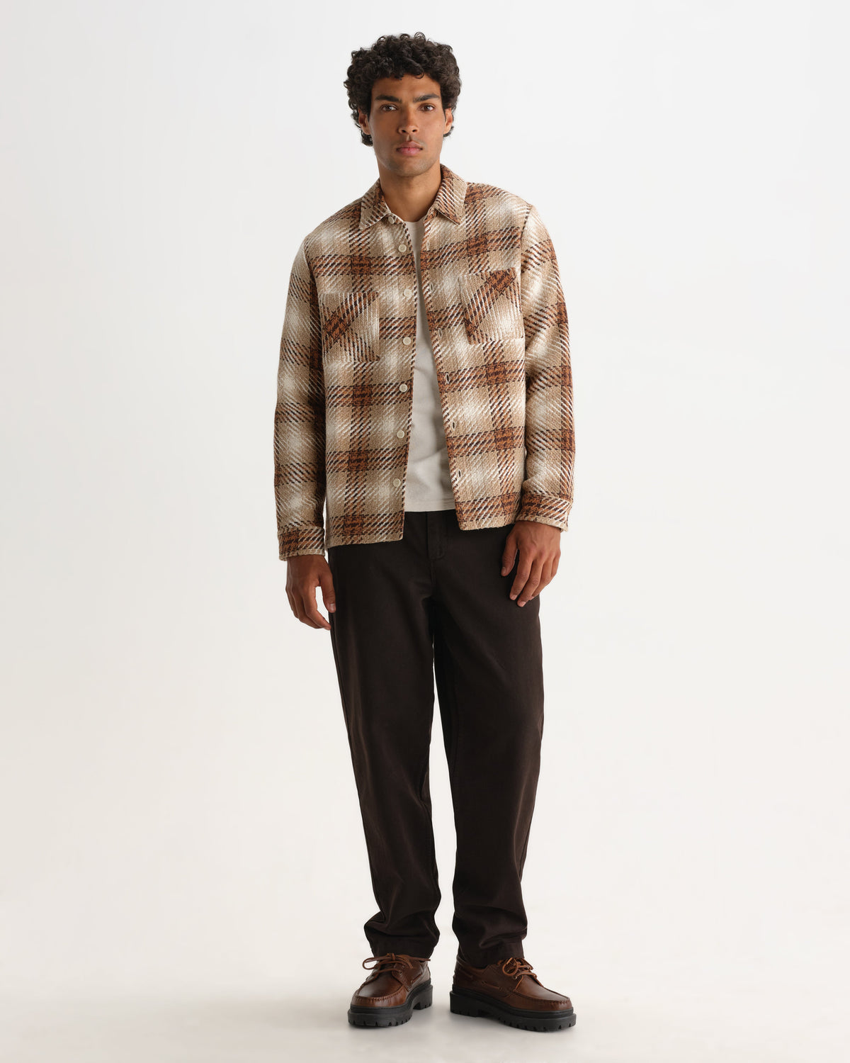 Whiting - Natural And Ecru Overlap Check Overshirt