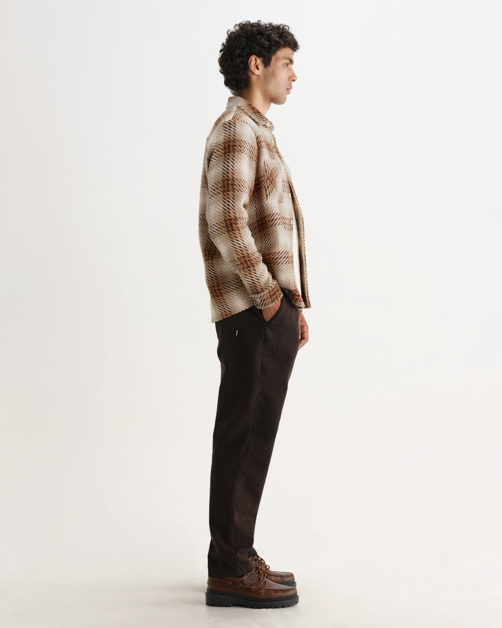 Whiting - Natural And Ecru Overlap Check Overshirt
