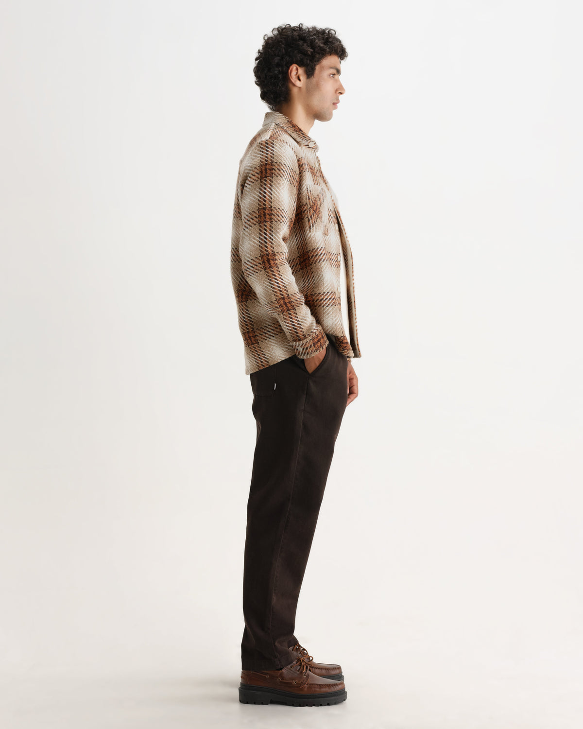 Whiting - Natural And Ecru Overlap Check Overshirt