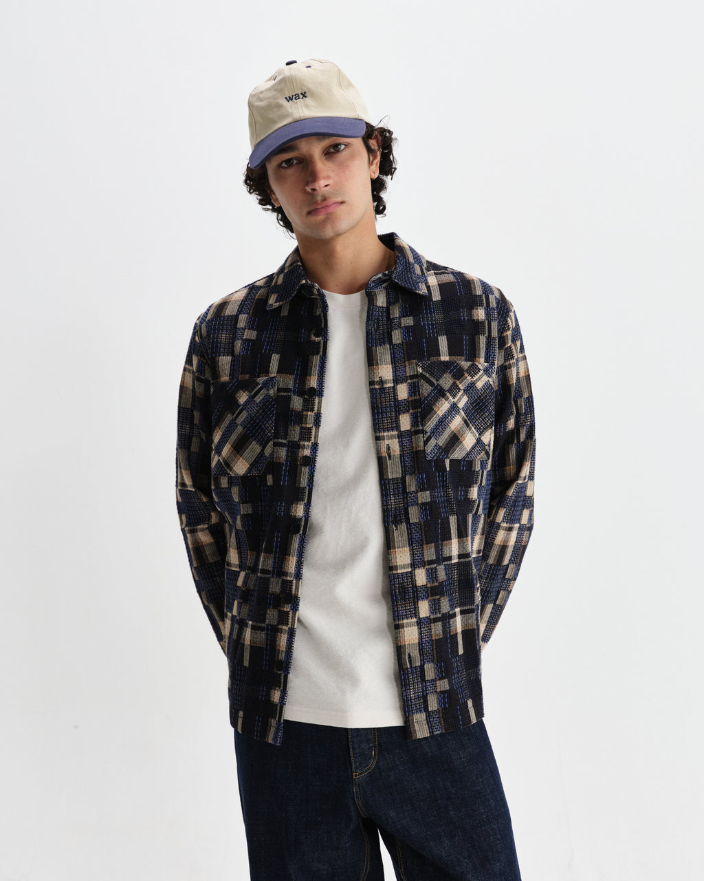 Whiting - Natural And Navy Glitch Check Overshirt
