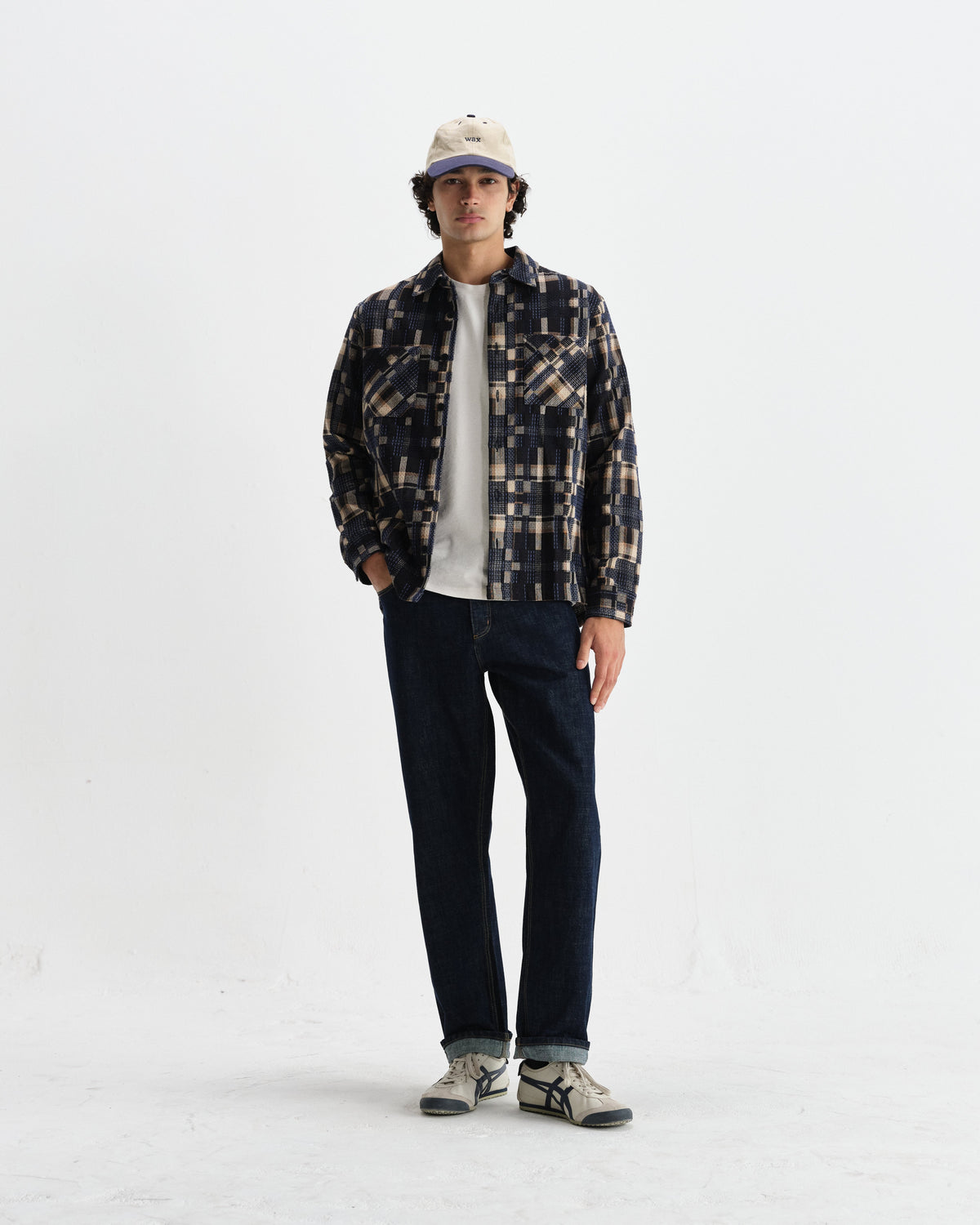 Whiting - Natural And Navy Glitch Check Overshirt