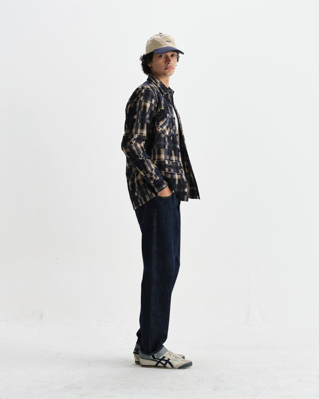 Whiting - Natural And Navy Glitch Check Overshirt