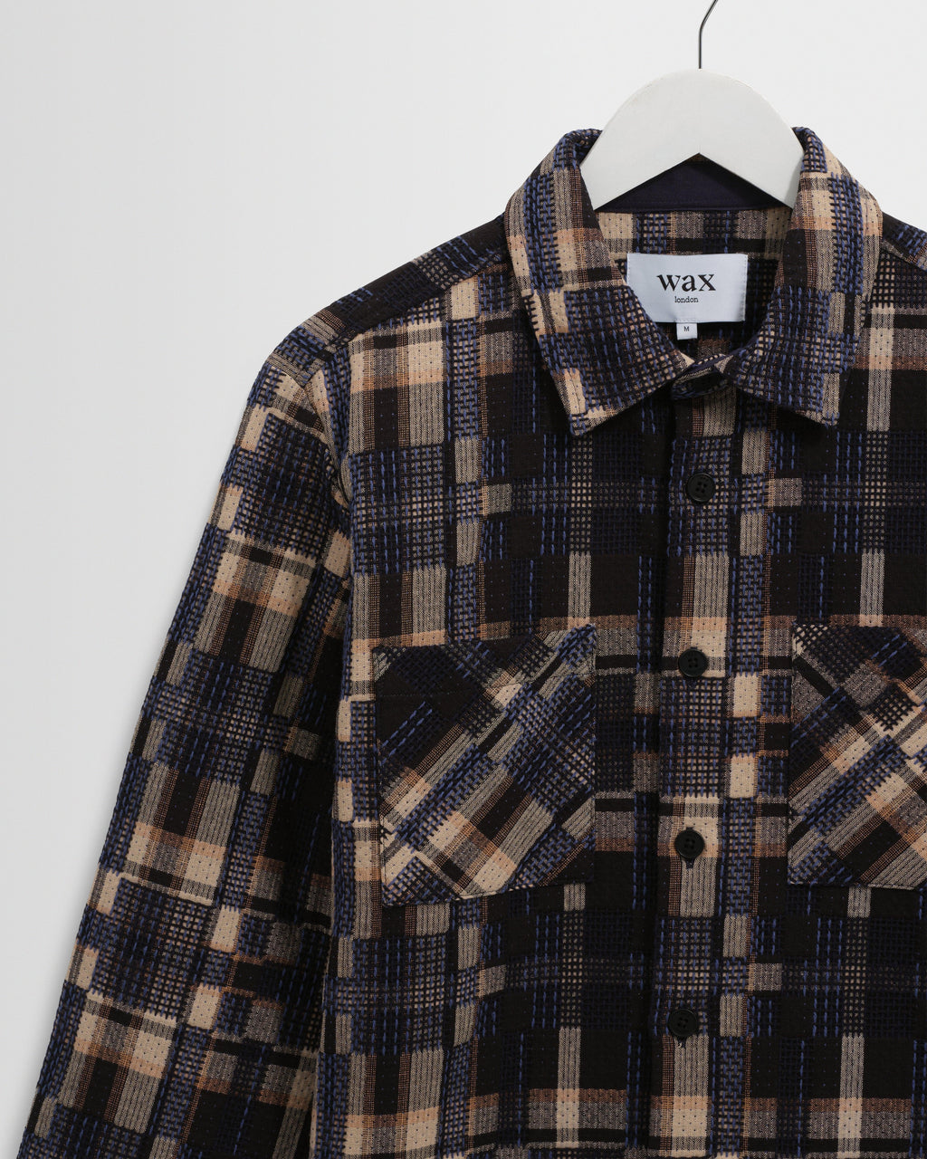 Whiting - Natural And Navy Glitch Check Overshirt