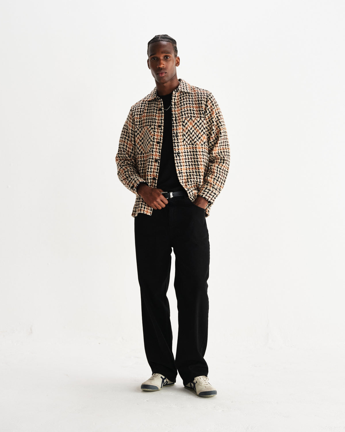 Whiting - Natural Houndstooth-Weave Overshirt