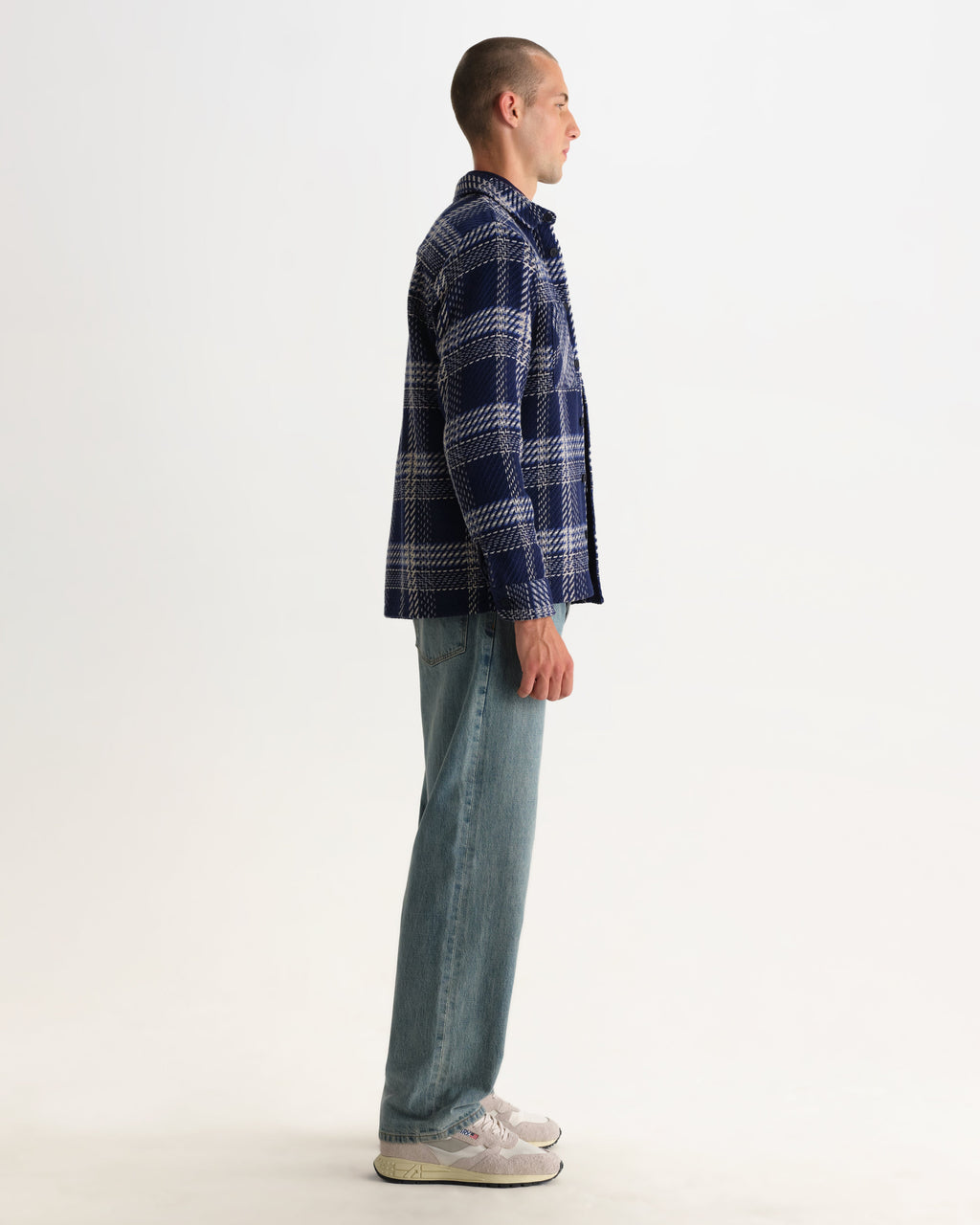 Whiting - Navy And Ecru Plaid Weave Check Overshirt