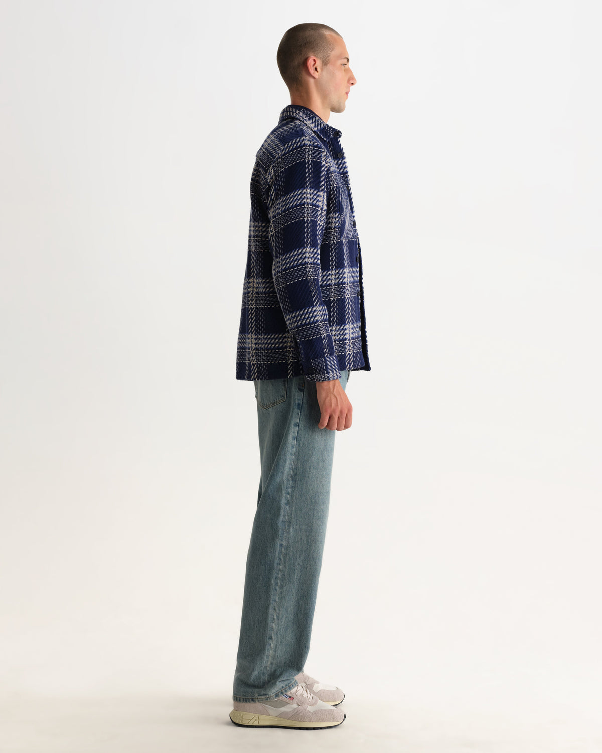 Whiting - Navy And Ecru Plaid Weave Check Overshirt