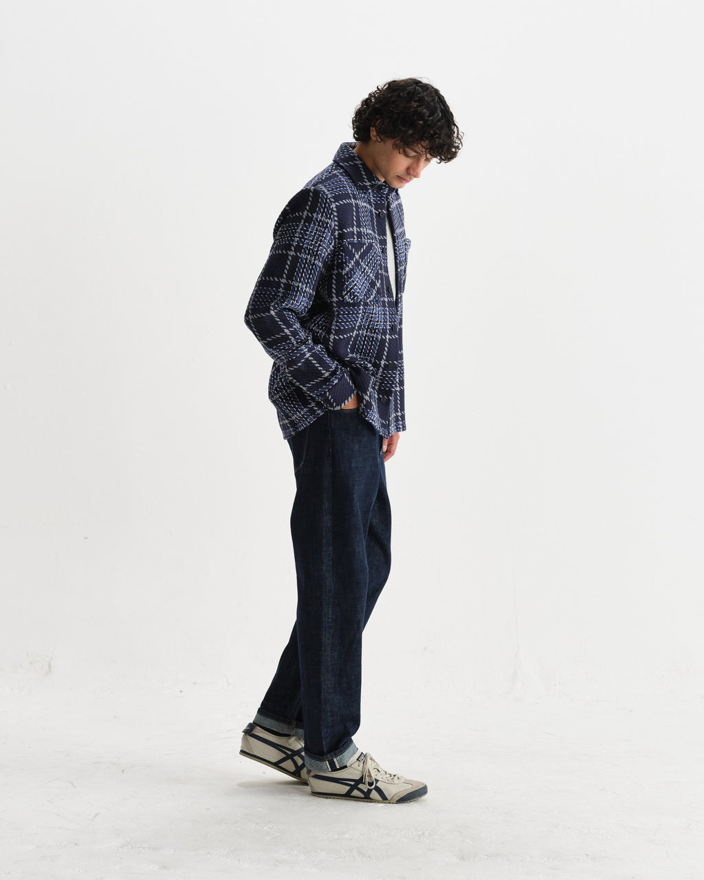 Whiting - Navy And Grey Wave Check Overshirt