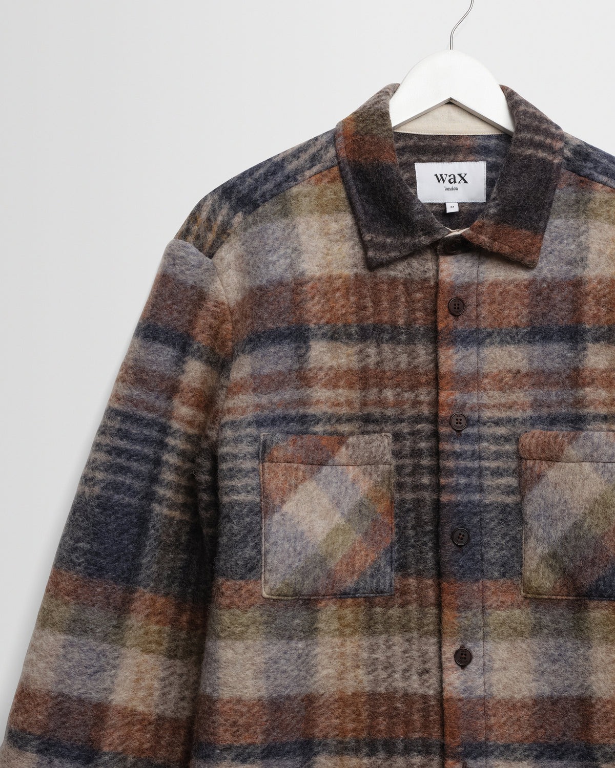 Whiting - Oatmeal And Multicolour Check Wool Blend Overshirt