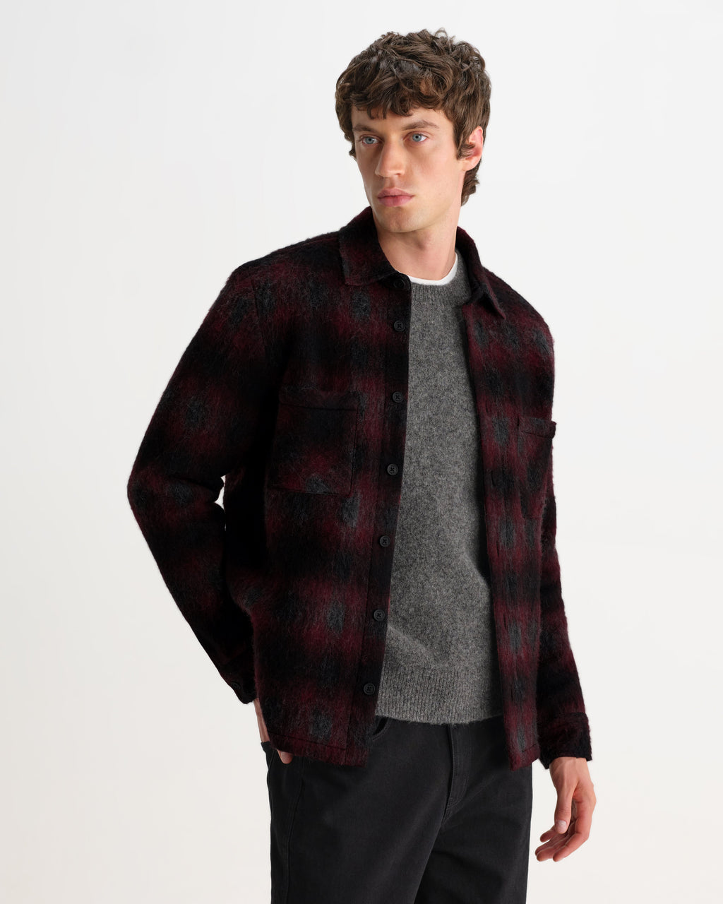 Whiting - Red And Black Elm Wool Blend Check Overshirt