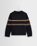 Wilde - Charcoal And Brown Bold Stripe Fluffy Wool Crewneck