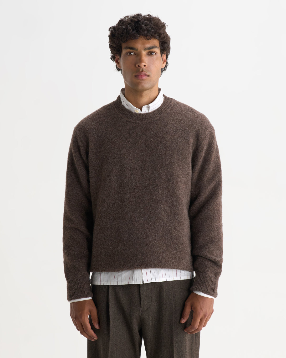 Wilde - Chocolate Brown Fluffy Wool Crewneck