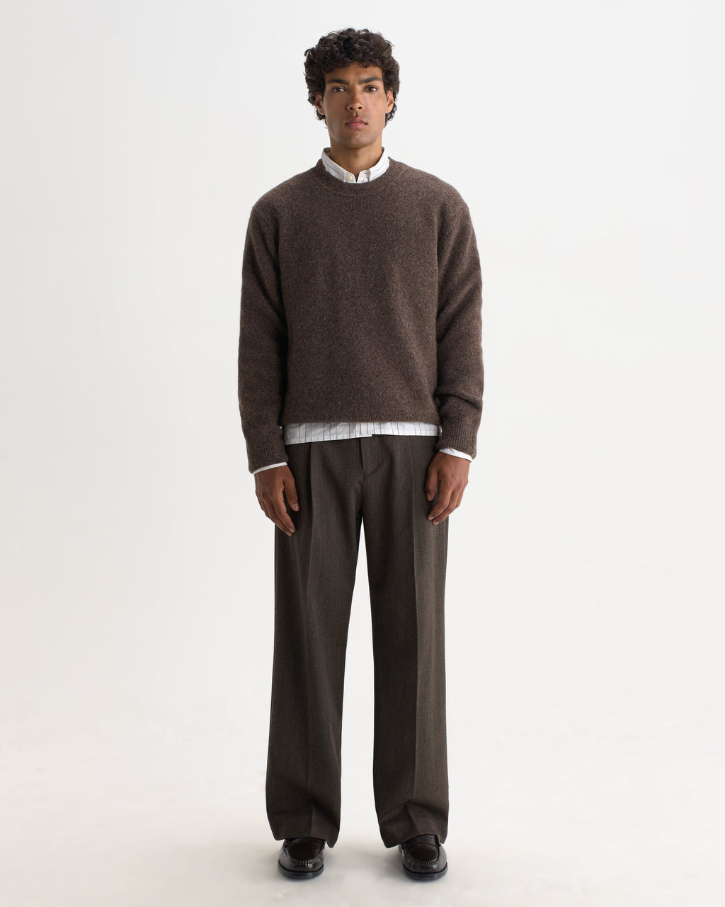 Wilde - Chocolate Brown Fluffy Wool Crewneck