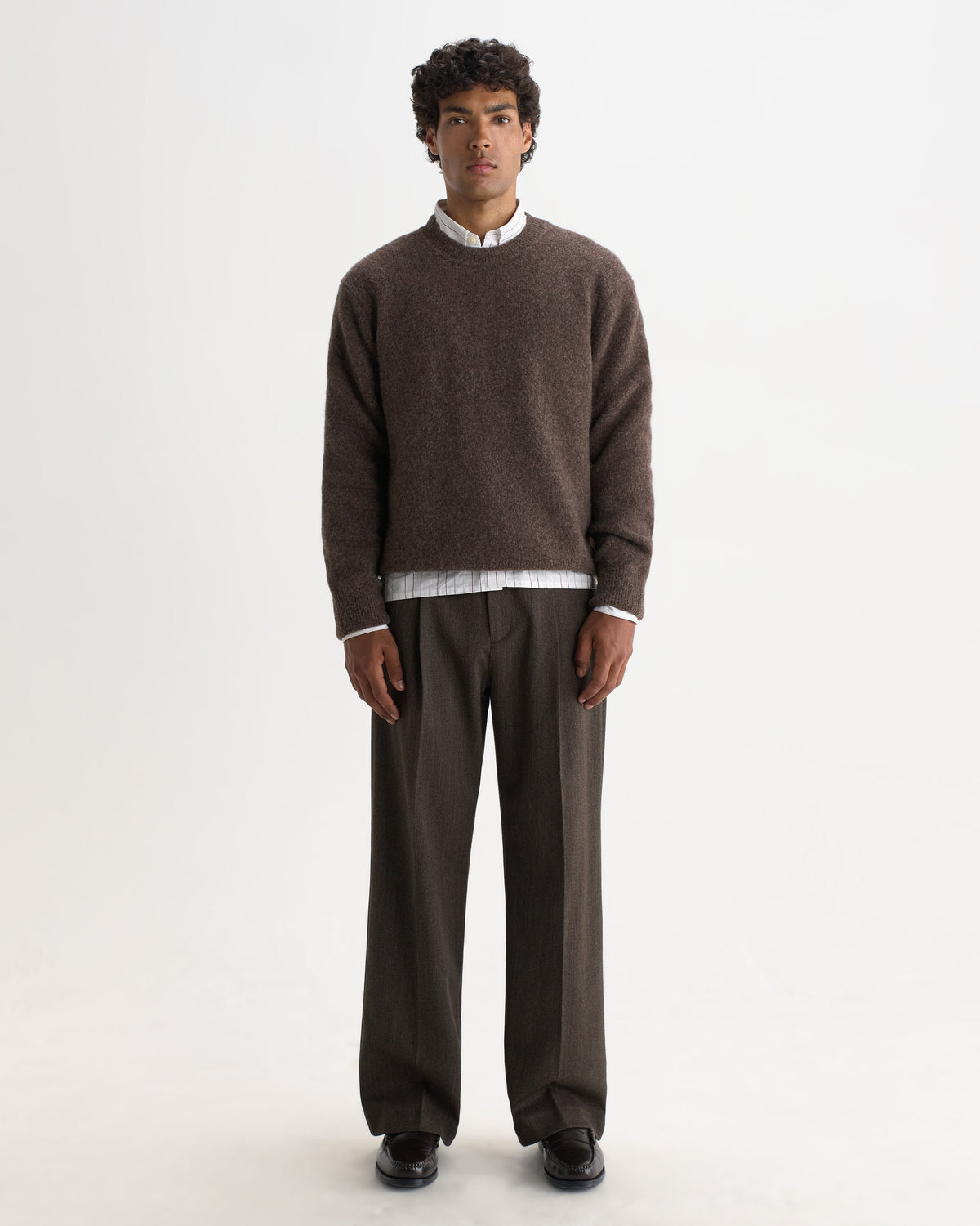 Wilde - Chocolate Brown Fluffy Wool Crewneck