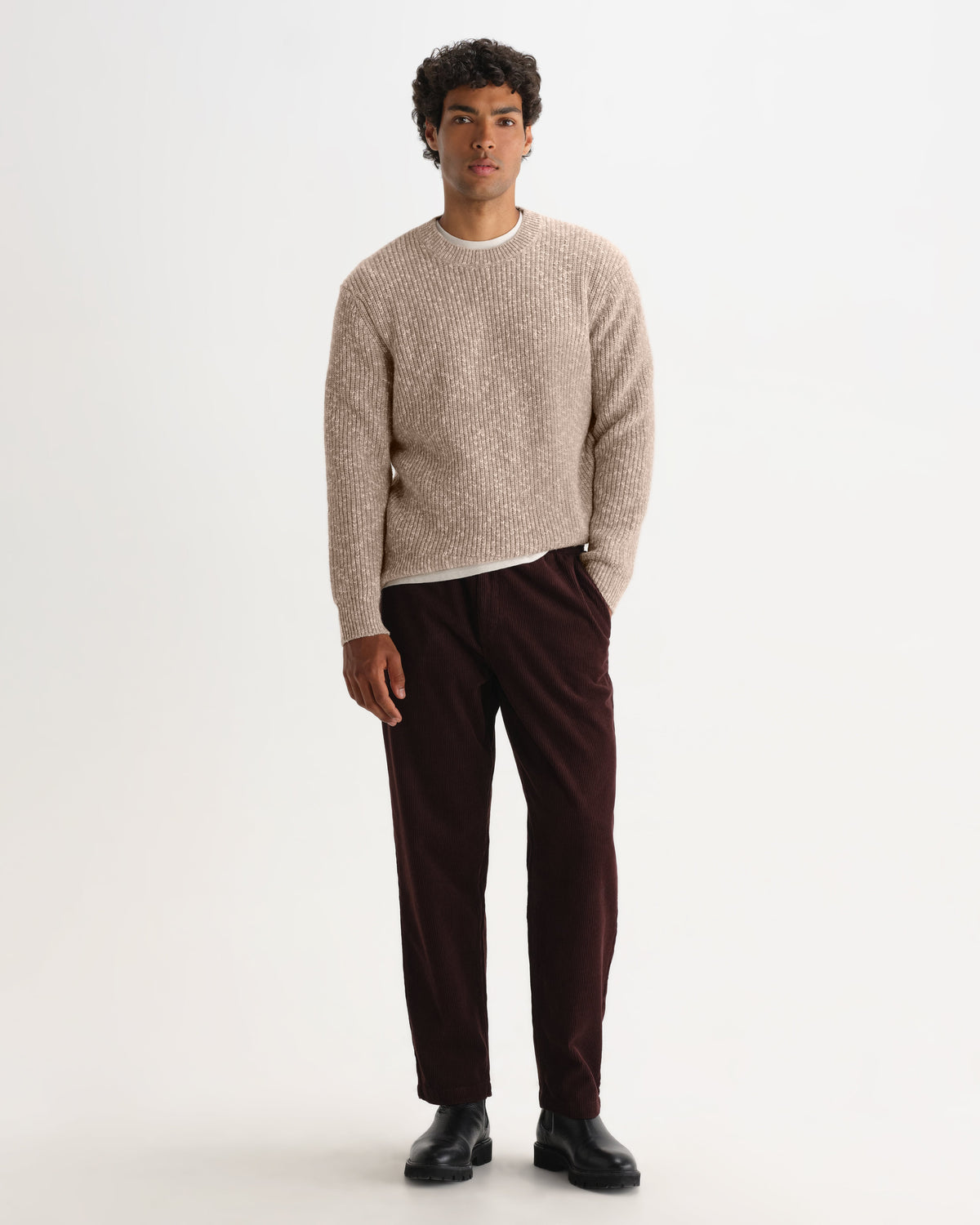Wilde - Natural Fleck Rib Wool Crewneck